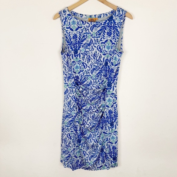 Tory Burch Blue Printed silk jersey Midi dress - Picture 2 of 11